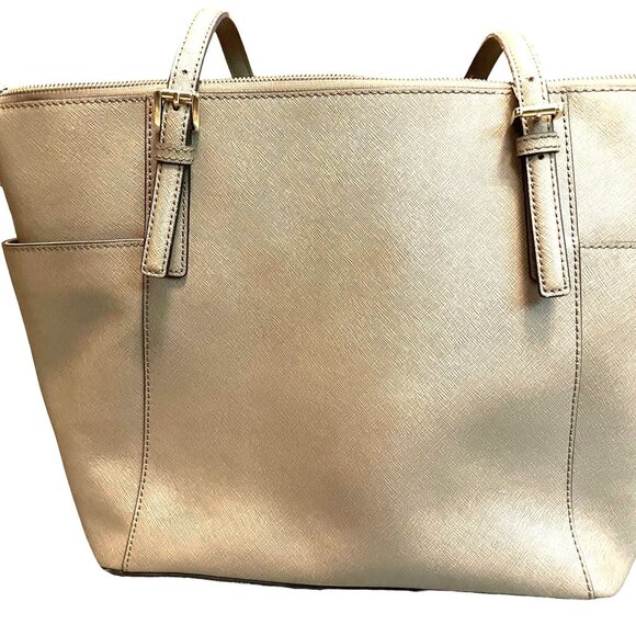 Authentic taupe Michael Kors large tote purse leather pockets Valued @ $200 - Picture 4 of 8